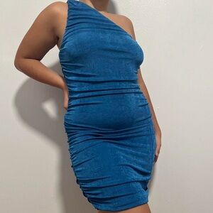 Mini one shoulder ruched bodycon dress